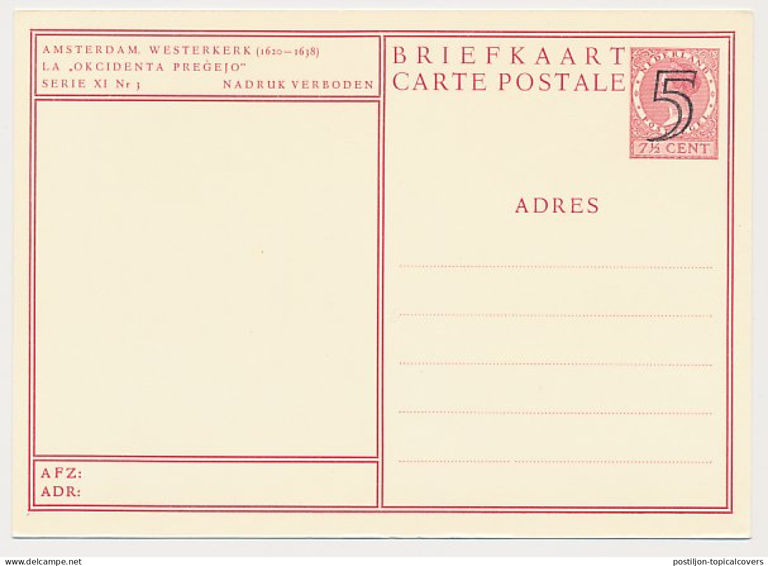 Briefkaart G. 284 X - Amsterdam  - Postal Stationery