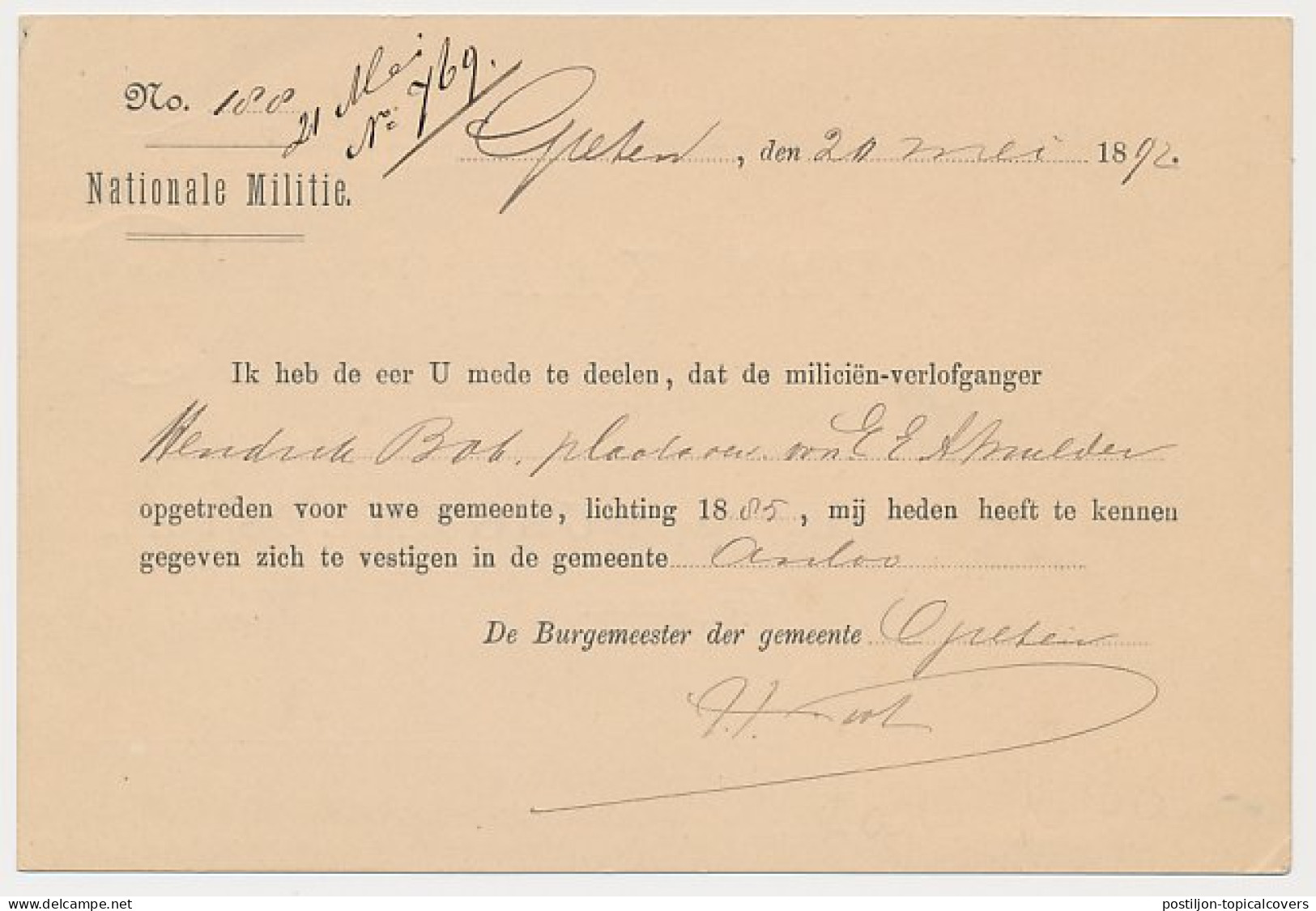 Kleinrondstempel Gieten 1892 - Unclassified