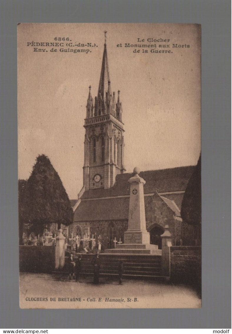 CPA - 22 - N°6866 - Pédernec - Le Clocher Et Monument Aux Morts De La Guerre - Animée - Circulée En 1931 - Other & Unclassified