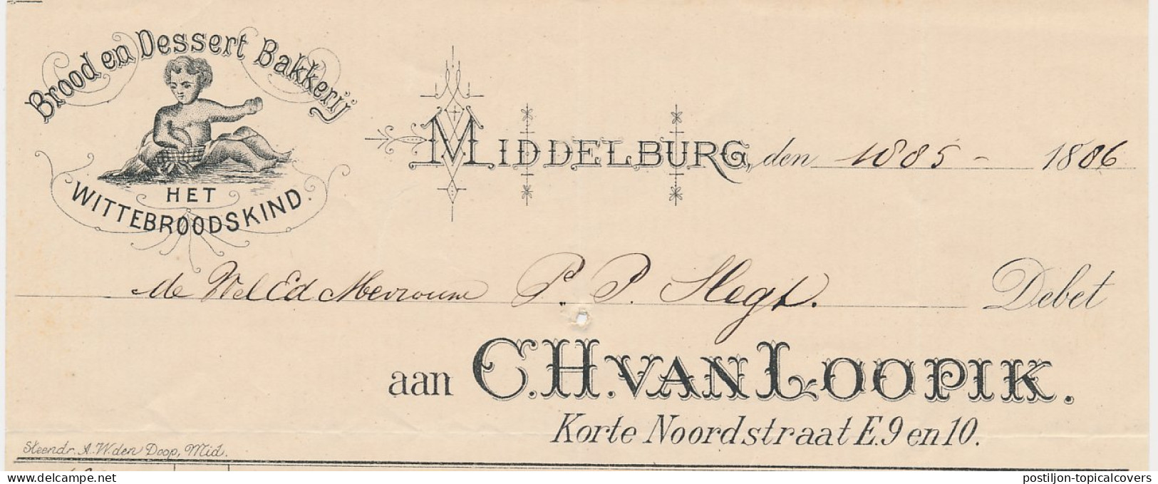 Nota Middelburg 1886 - Bakkerij - Het Wittebroodskind - Netherlands