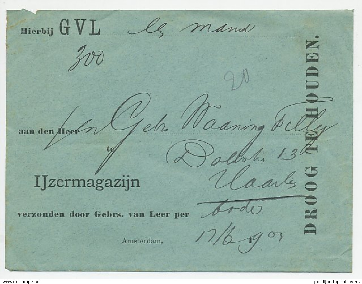 Amsterdam - Haarlem 1904 - Begeleidingsbrief - Unclassified