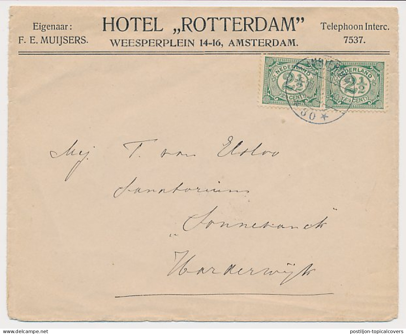 Firma Envelop Amsterdam 1913 - Hotel Rotterdam - Ohne Zuordnung