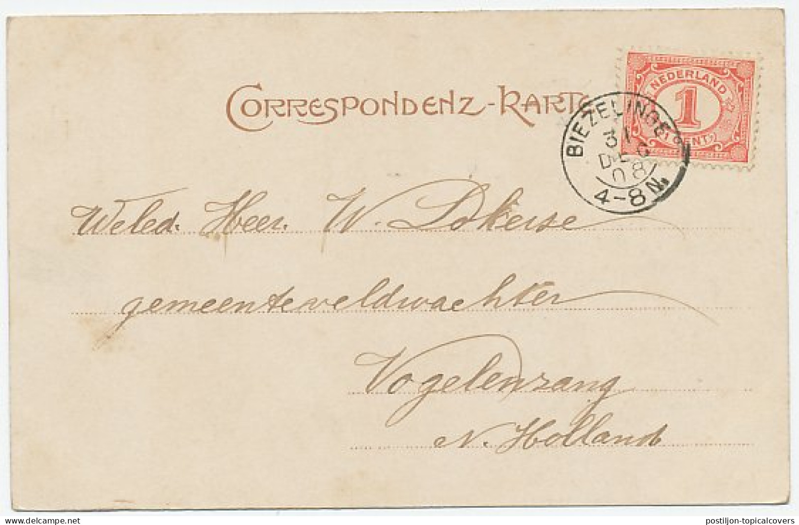 Kleinrondstempel Biezelinge 1908 - Unclassified