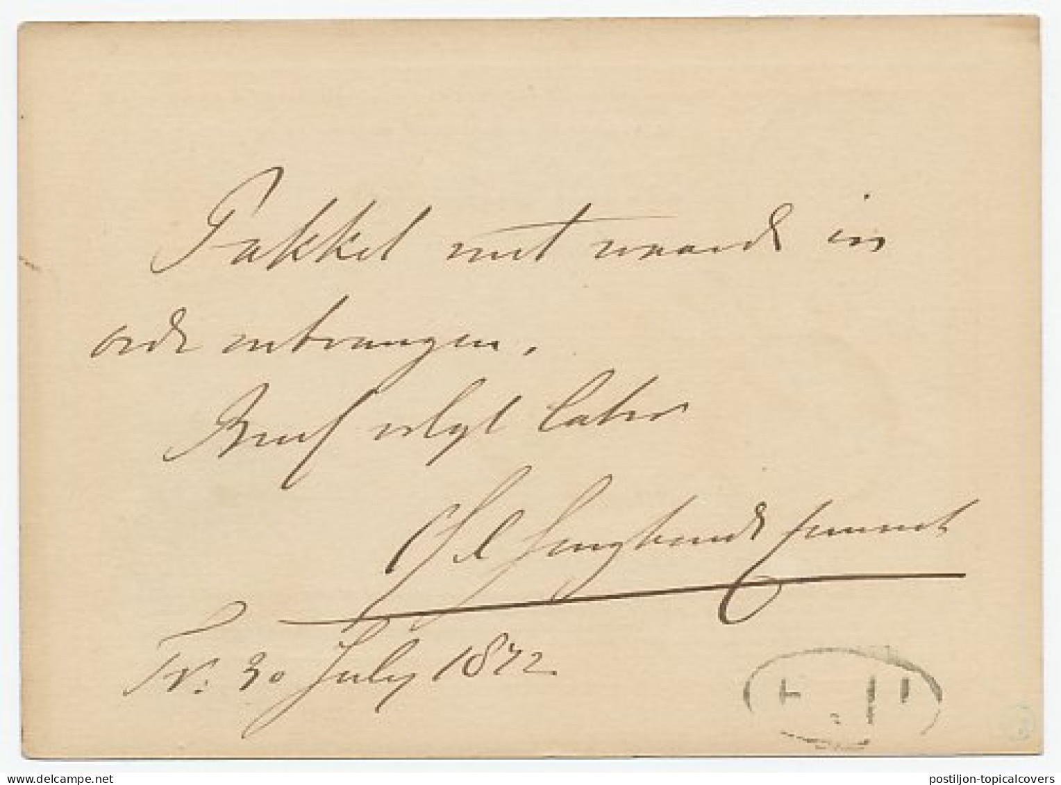 Naamstempel Frederiksoord 1872 - Briefe U. Dokumente