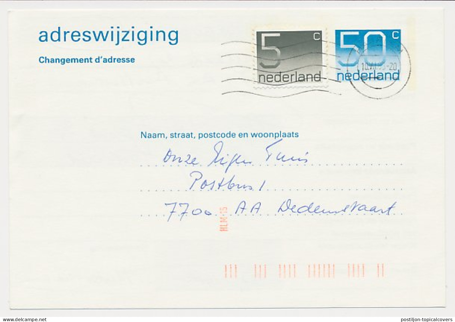 Verhuiskaart G. 47 Haarlem - Dedemsvaart 1986 - Postal Stationery