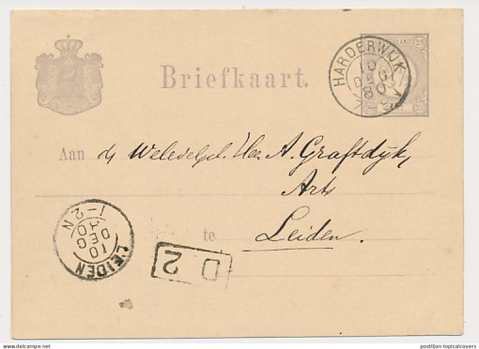 Briefkaart G. 22 Harderwijk - Leiden 1180 - Ganzsachen