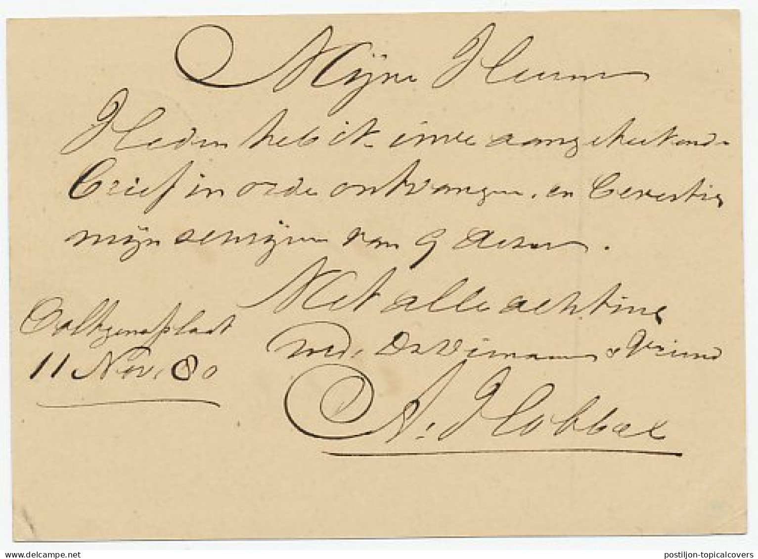 Naamstempel Ooltgensplaat 1880 - Lettres & Documents