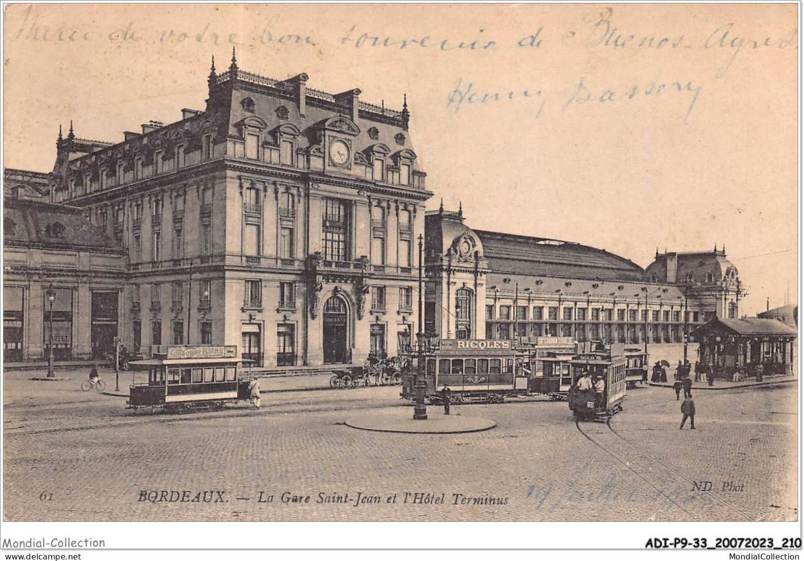 ADIP9-33-0840 - BORDEAUX - La Gare Saint-jean Et L'hôtel Terminus  - Bordeaux