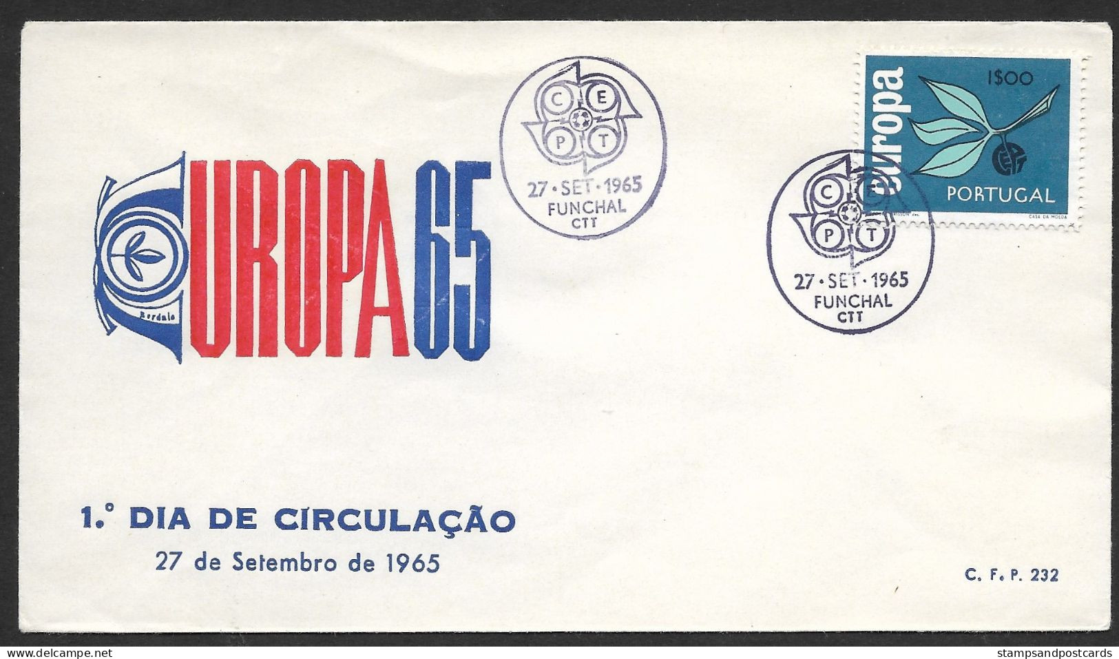 Portugal Europa CEPT 1965 FDC Cachet Funchal Madère Madeira Postmark - 1965