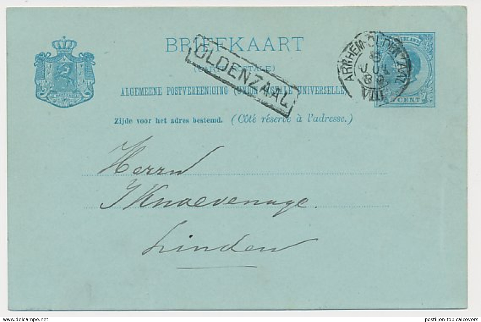 Trein Haltestempel Oldenzaal 1889 - Cartas & Documentos
