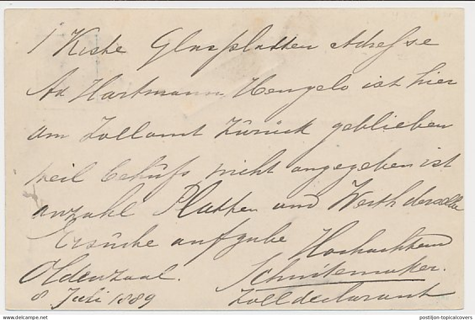 Trein Haltestempel Oldenzaal 1889 - Lettres & Documents