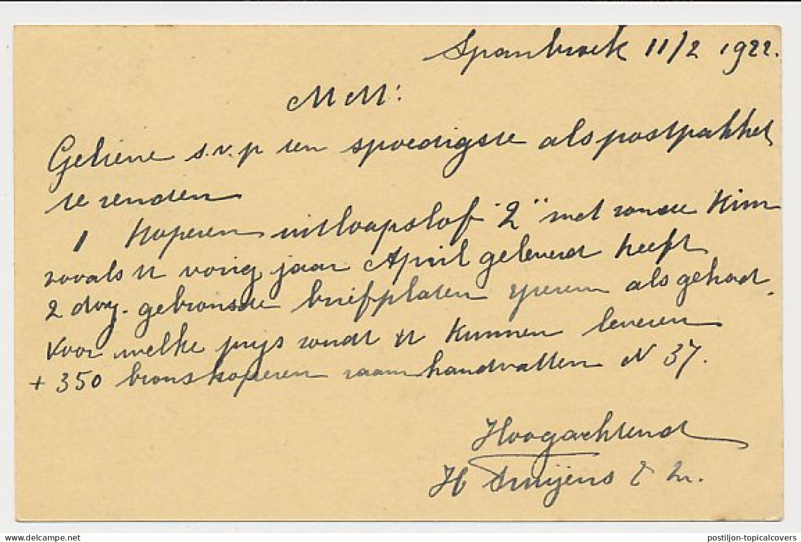 Treinblokstempel : Schagen - Wognum I 1922 ( Spanbroek ) - Unclassified