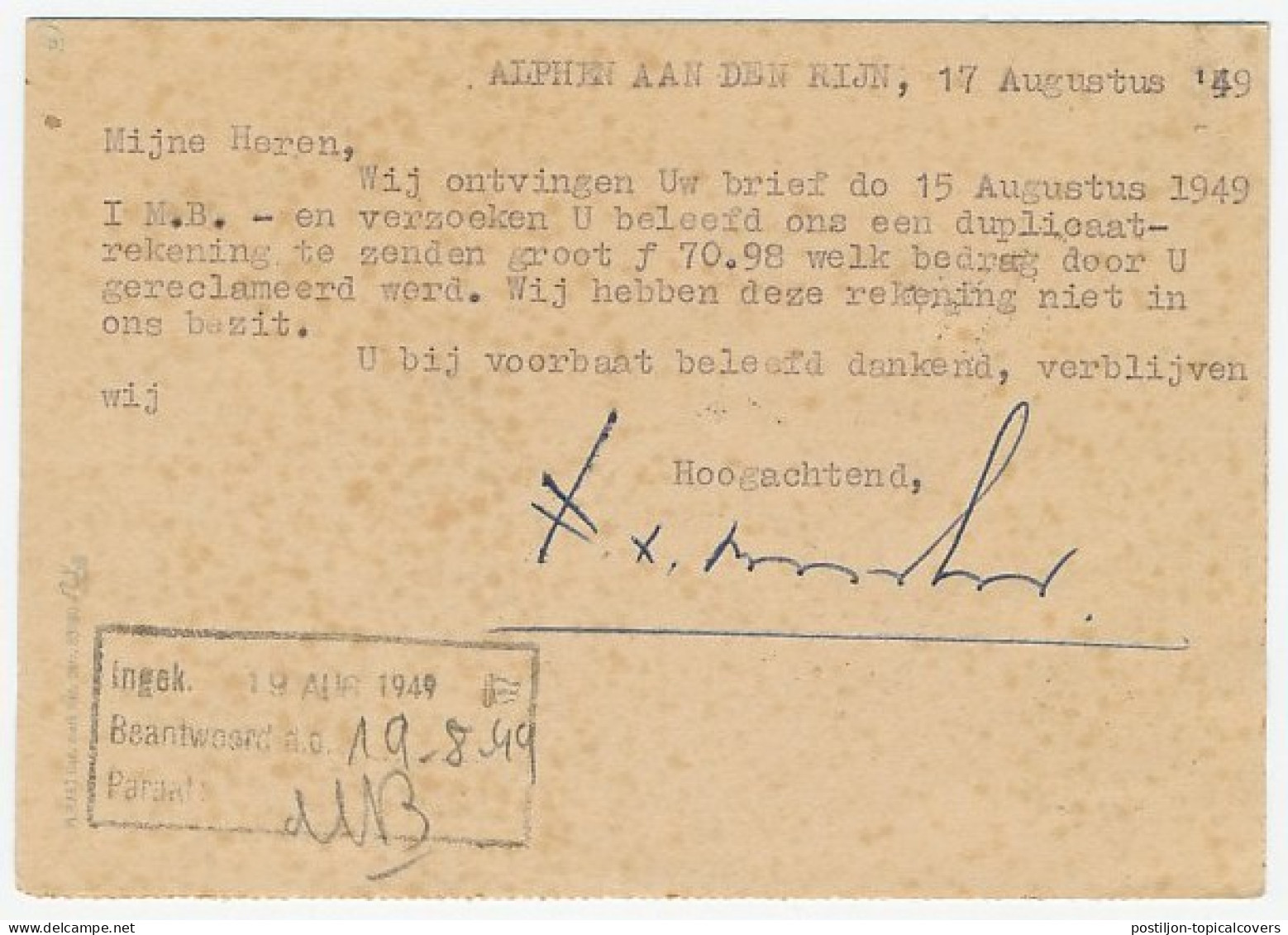 Em. Zomer 1949 Alphen A/d Rijn - Zeist - Hengelo - Ohne Zuordnung