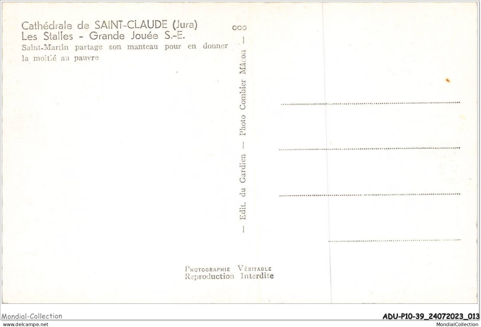 ADUP10-39-0820 - SAINT-CLAUDE - Cathédrale - Les Stalles - Grande Jouée S E  - Saint Claude