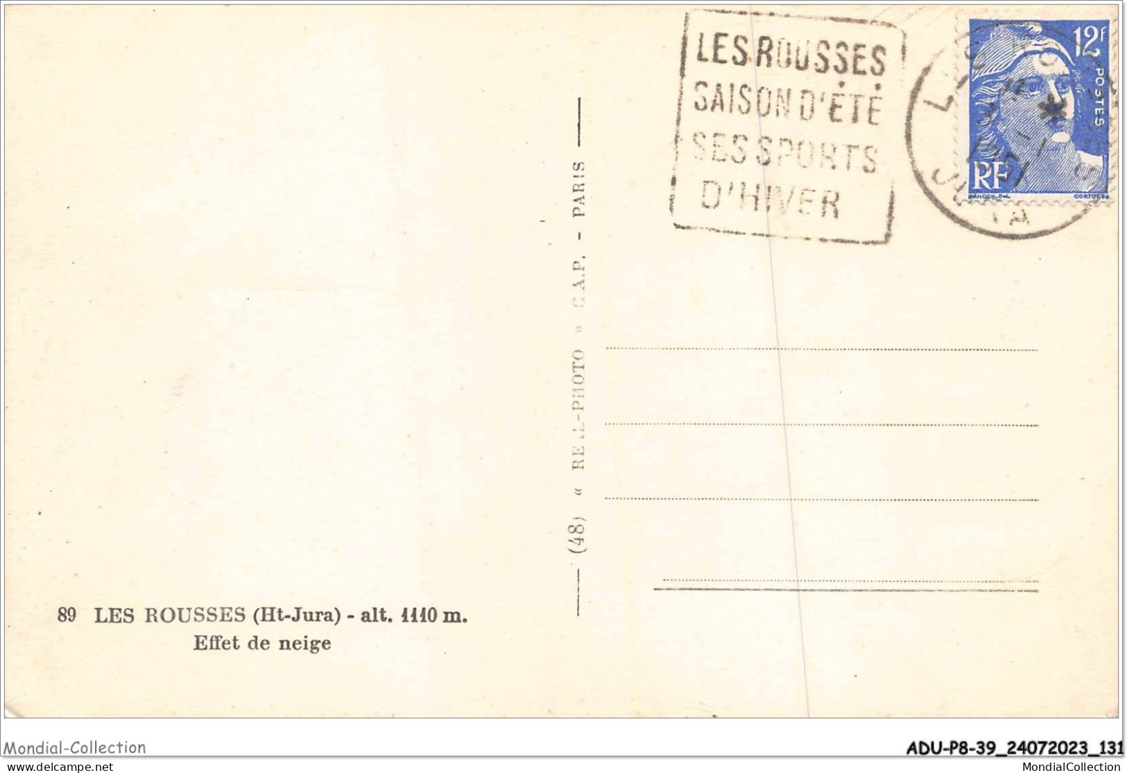 ADUP8-39-0693 - LES ROUSSES - Effet De Neige  - Morez