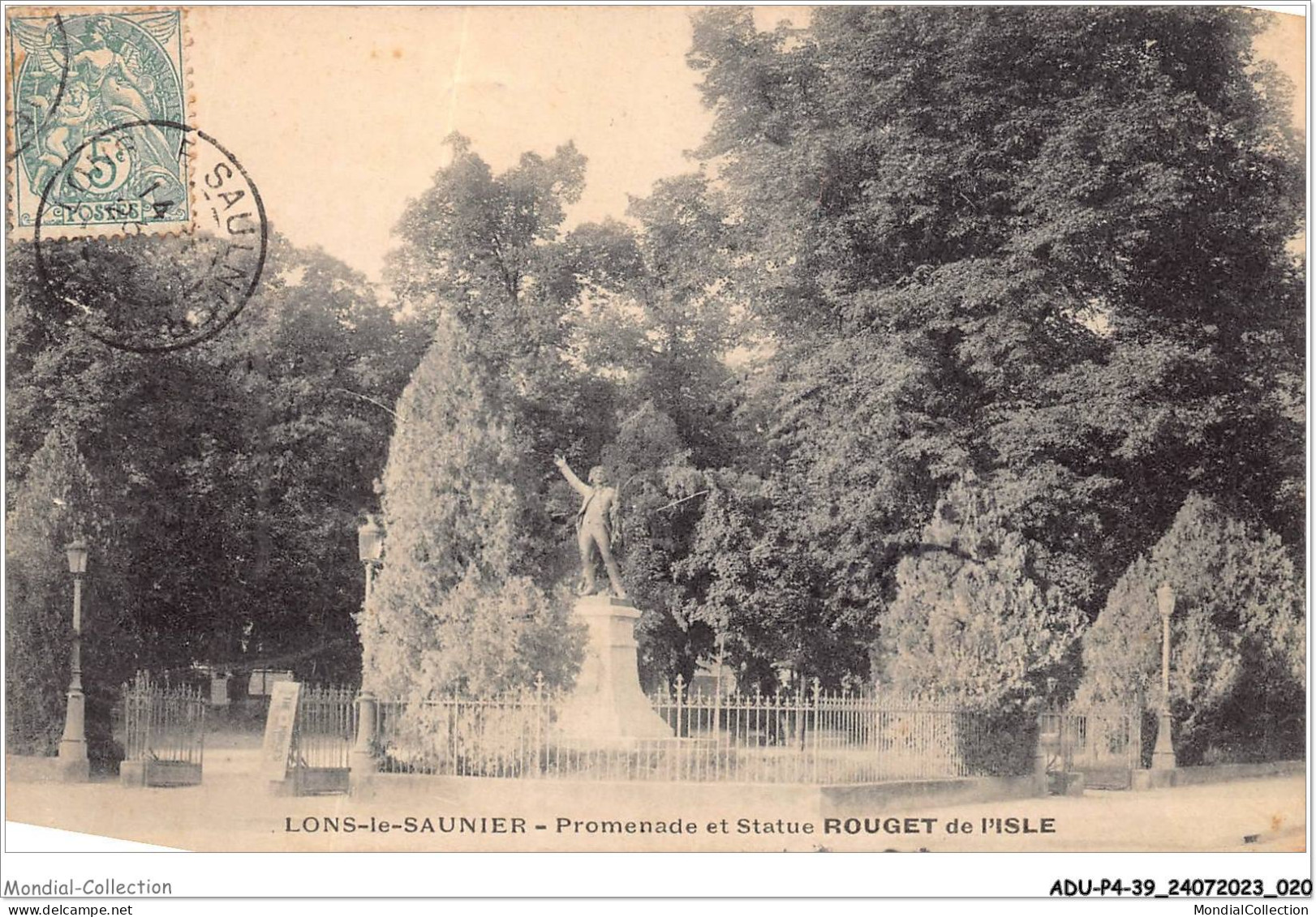 ADUP4-39-0282 - LONS-LE-SAUNIER - Promenade Et Statue Rouget De L'isle  - Lons Le Saunier