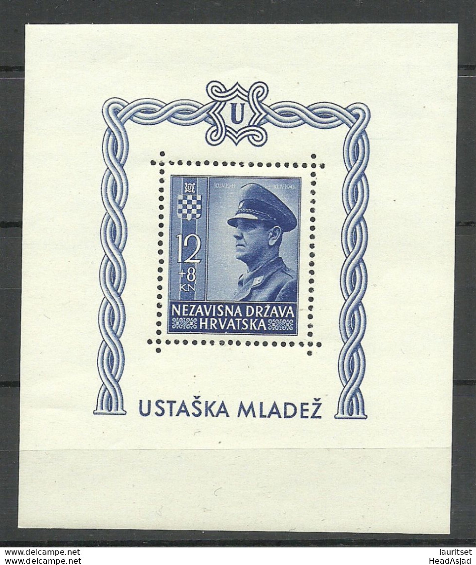 CROATIA Kroatien 1943 Hrvatska Block 4 A MNH - Croatie