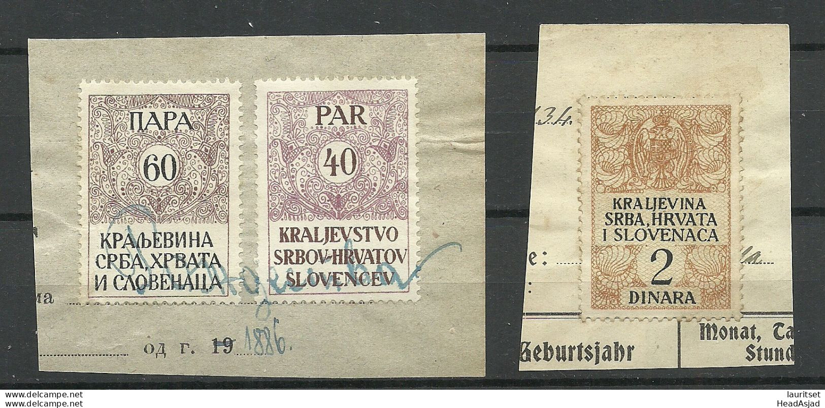 SERBIA Croatia Slovenija - 3 Revenues On Piece 1887 - Serbia