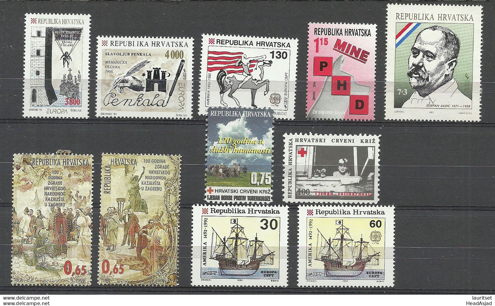 CROATIA Kroatien Hrvatska Small Lot Of 11 Stamps *, Mainly From 1992-1994 - Croazia