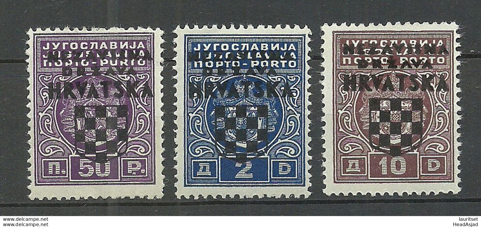 CROATIA Kroatien Hrvatska 1941 Michel 1 & 3 & 5 Postage Due Portomarken * - Kroatië