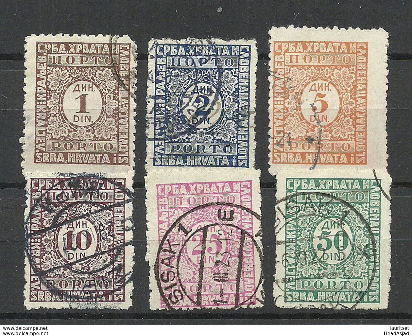 SERBIEN SERBIA Croatia Portomarken Postage Due, 6 Stamps, 1-50 Din. O - Serbie