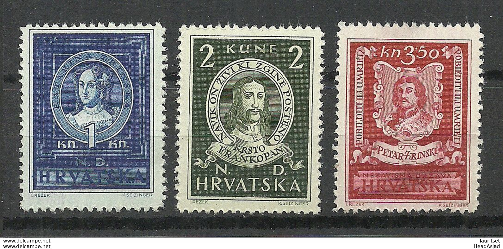 CROATIA Kroatien Hrvatska 1943 Michel 103 - 105 * - Croazia