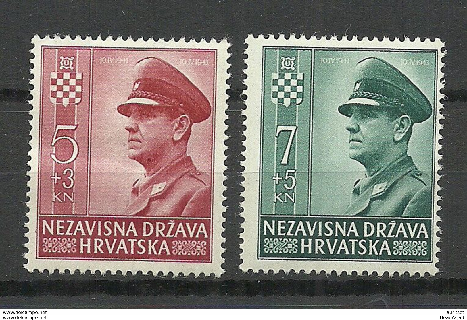 CROATIA Kroatien Hrvatska 1943 Michel 100 - 101 * - Croazia
