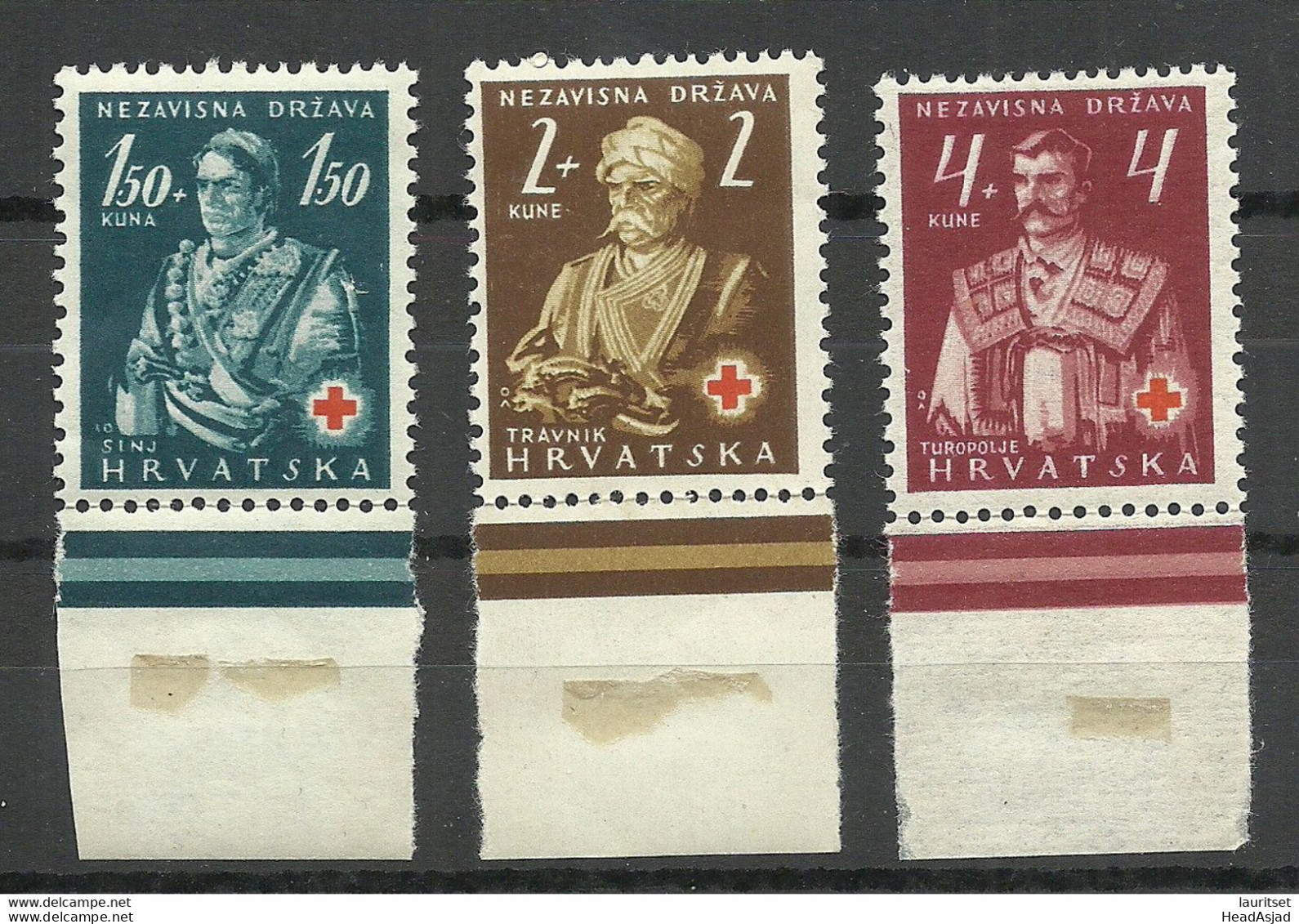 CROATIA Kroatien Hrvatska 1941 Michel 66 - 68 MNH Red Cross Rotes Kreuz Trachten Folk Costumes - Rode Kruis