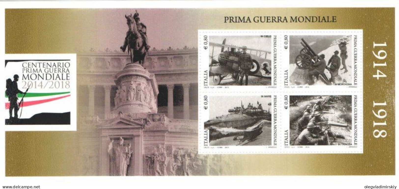 Italy Italia 2015 WWI 100 Ann 1914-1918 Set Of 4 Stamps In Block MNH - Prima Guerra Mondiale