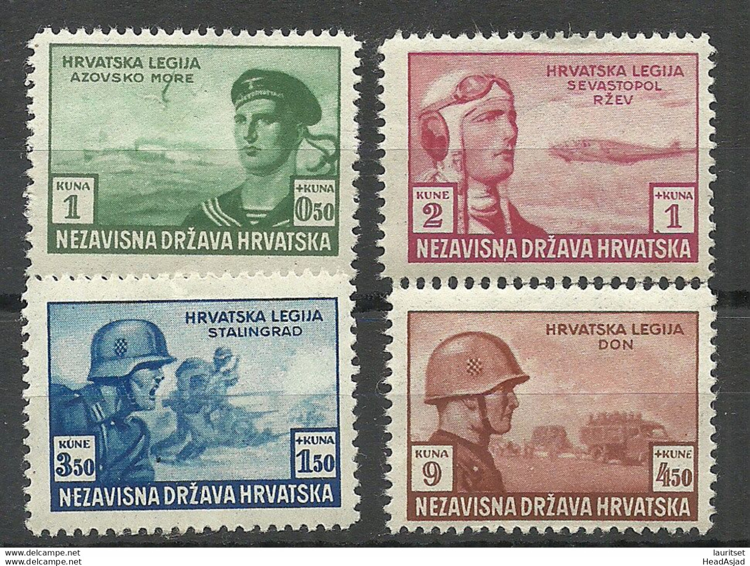 CROATIA Kroatien Hrvatska 1943 Michel 107 - 110 * Legionaires - Croatia