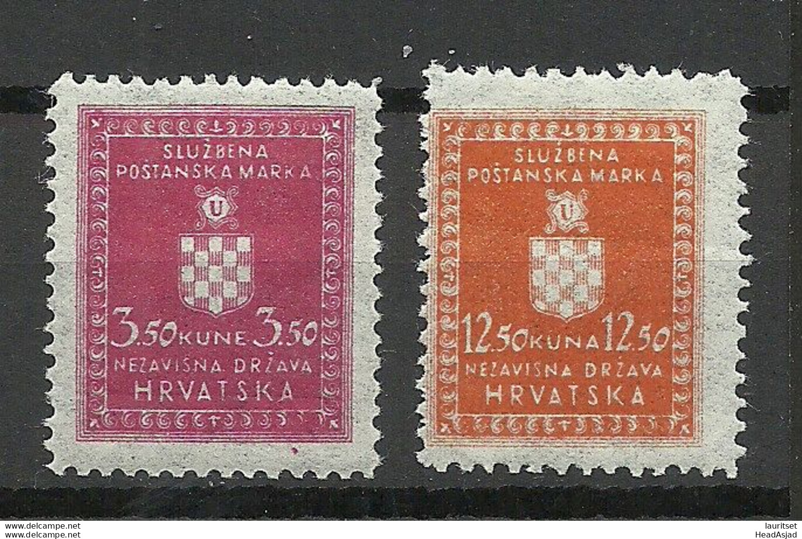 CROATIA Kroatien Hrvatska 1942/43 Michel 7 & 13 * Dienstpost Duty Tax Stamps - Croatie