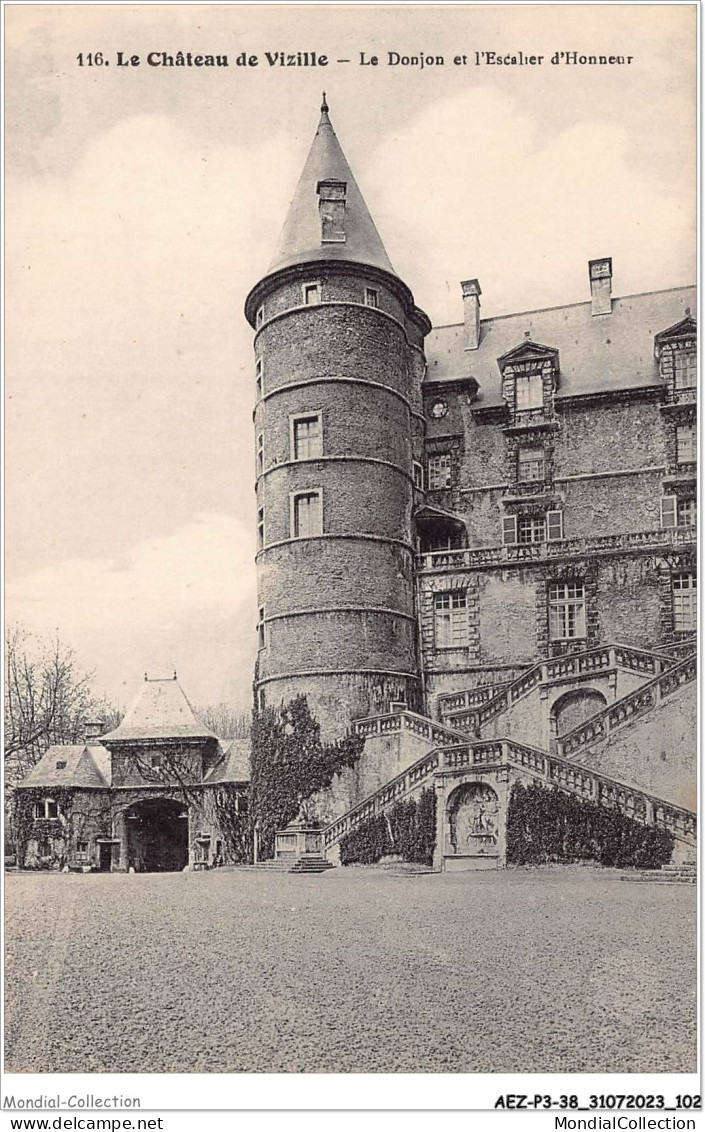 AEZP3-38-0243 - Chateau De VIZILLE - Le Donjon Et L'escalier D'honneur - Vizille