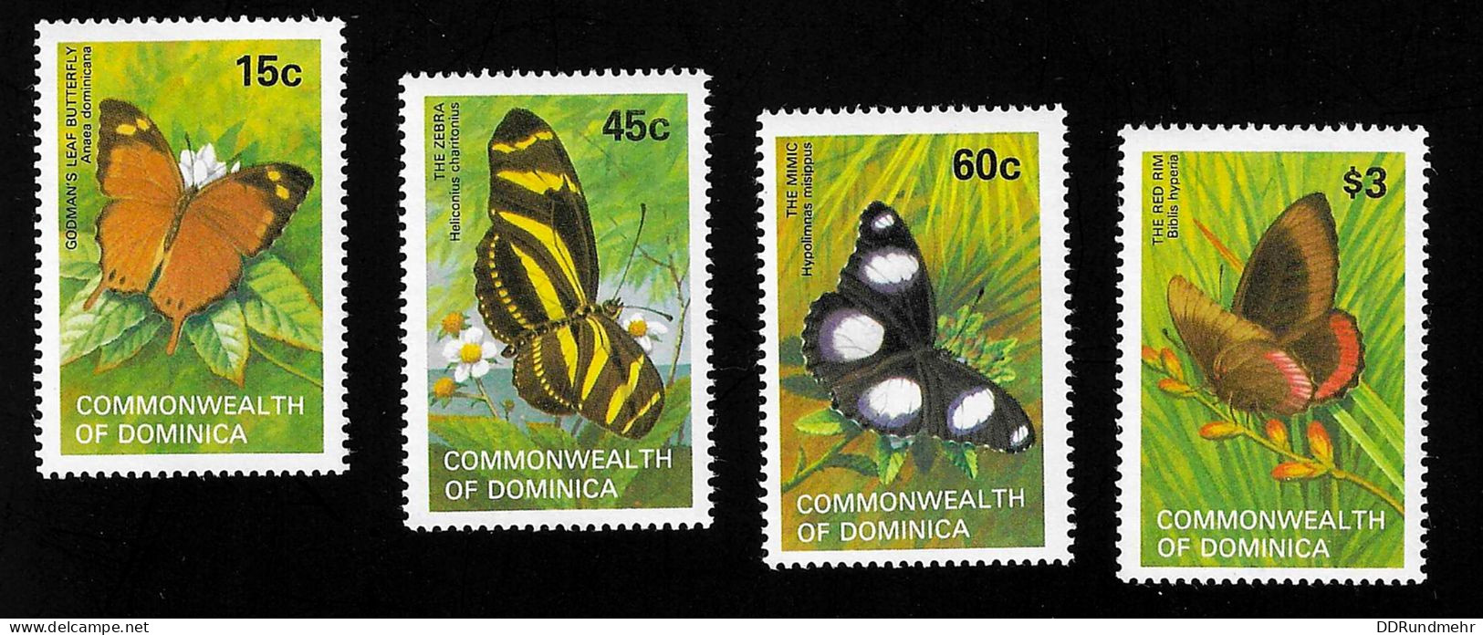 1982 Butterflies Michel DM 782 - 785 Stamp Number DM 768 -771 Yvert Et Tellier DM 741 - 744 Xx MNH - Dominique (1978-...)