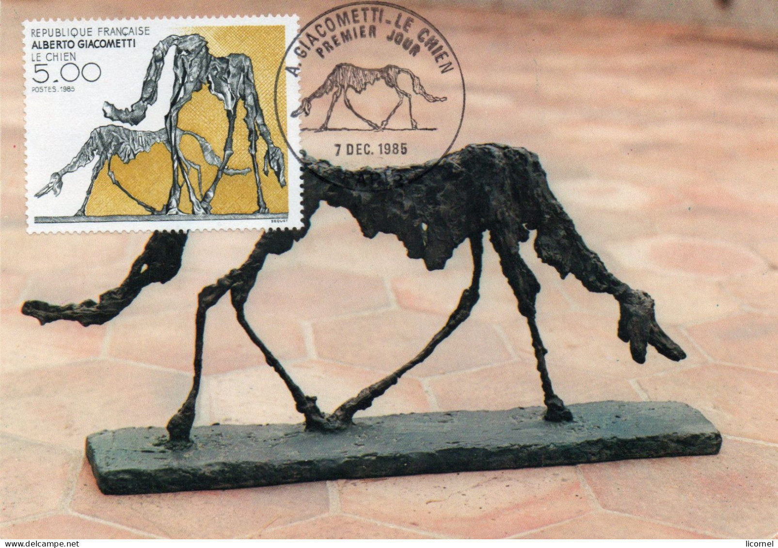 Carte  Maxi  1985 Premier Jour / GIACOMETTI,LE CHIEN - 1980-1989