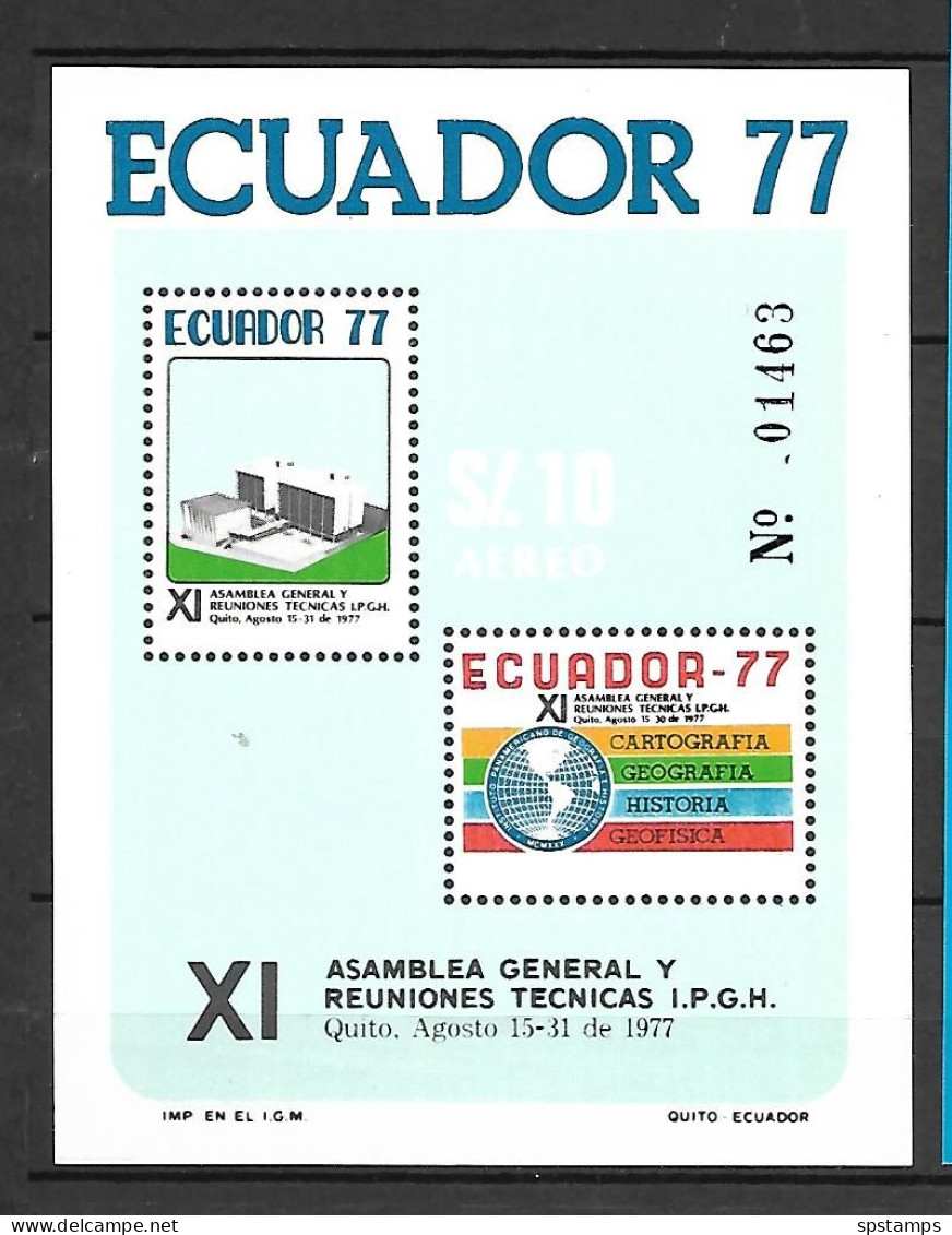 Ecuador 1977 Pan-American Historical And Geographical Institute IMPERFORATE MS MNH - Equateur