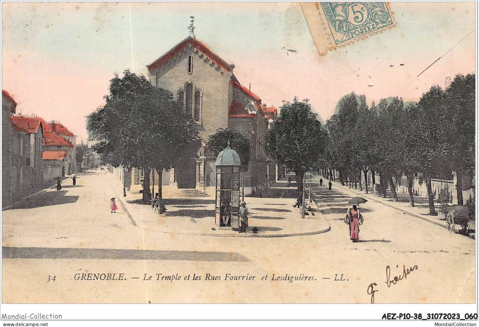 AEZP10-38-0865 - GRENOBLE - Le Temple Et Les Rues Fourrier Et Lesdiguières  - Grenoble