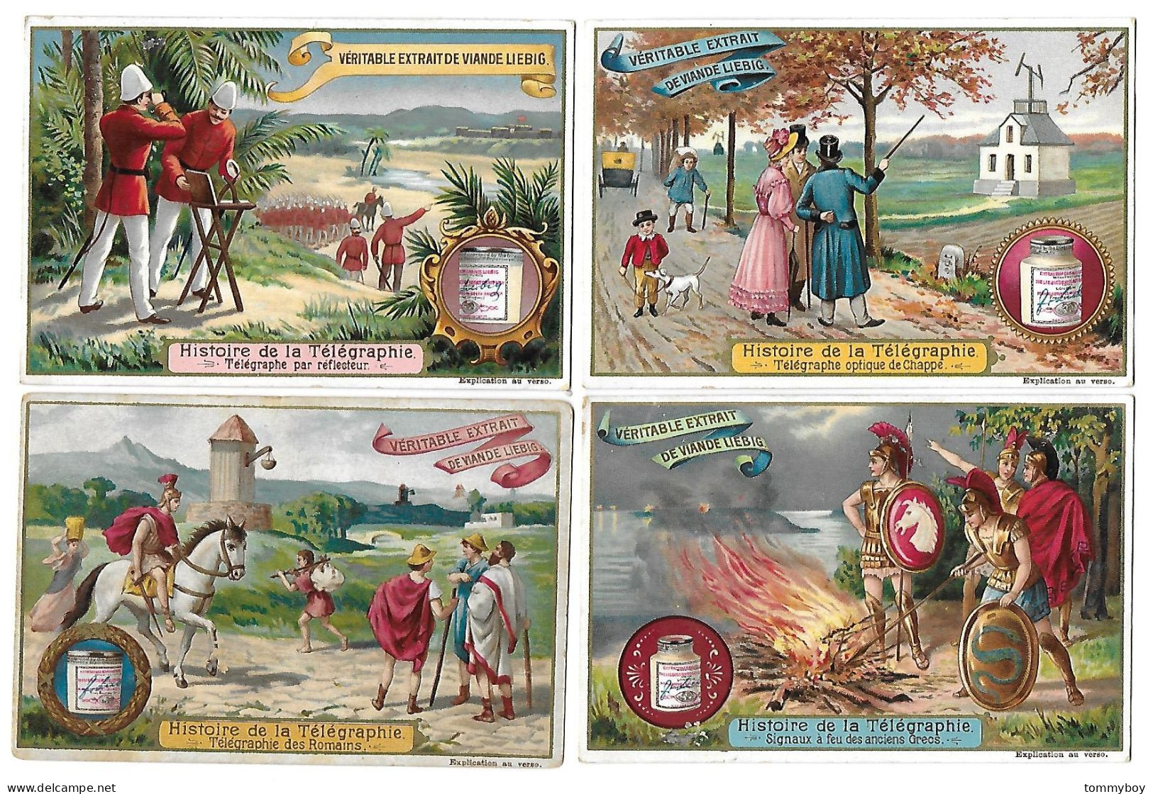 S 537, Liebig 6 Cards, Histoire De La Télégraphie (one Card Has Spots) (ref B11) - Liebig