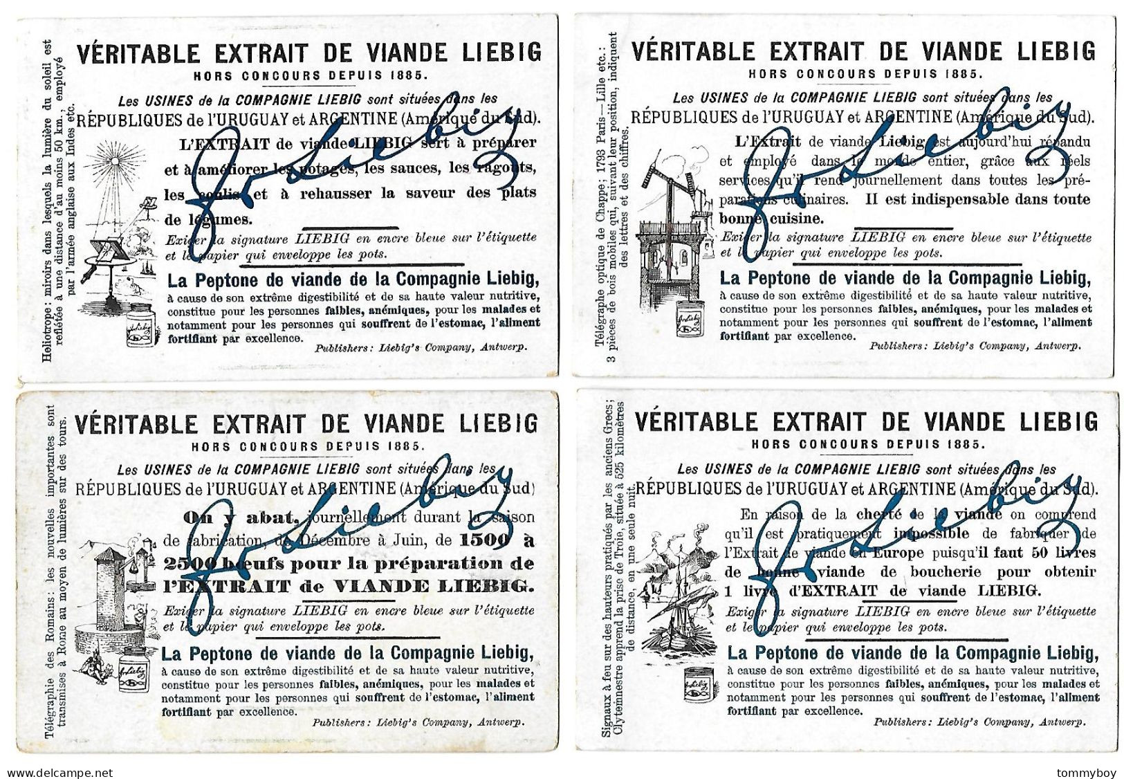 S 537, Liebig 6 Cards, Histoire De La Télégraphie (one Card Has Spots) (ref B11) - Liebig