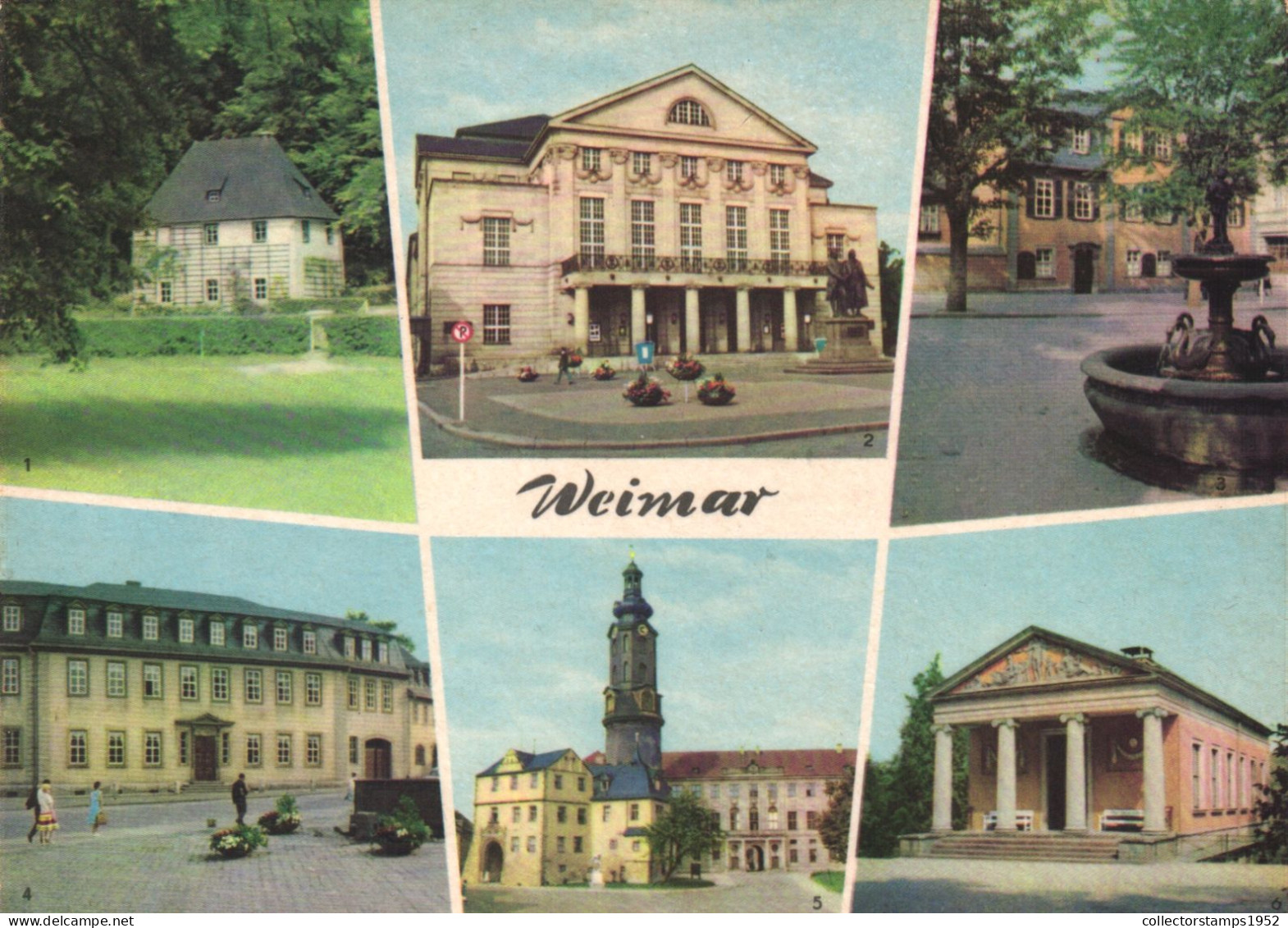 WEIMAR, MULTIPLE VIEWS, ARCHITECTURE, FOUNTAIN, TOWER, GERMANY, POSTCARD - Weimar