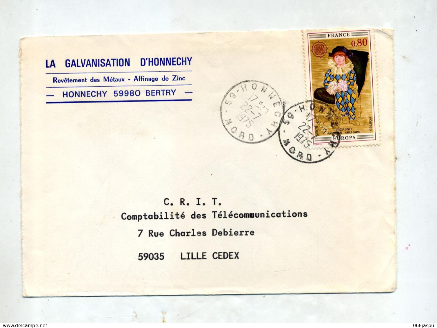 Lettre  Cachet Honnechy Sur Europa - Manual Postmarks