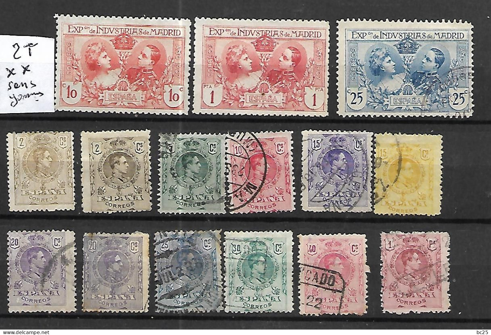 ESPAGNE -15 TRES BEAUX TIMBRES DONT 2 NEUFS * *  ET 13 OBLITERES -  PAS EMINCE-DE 1907-22 - Used Stamps