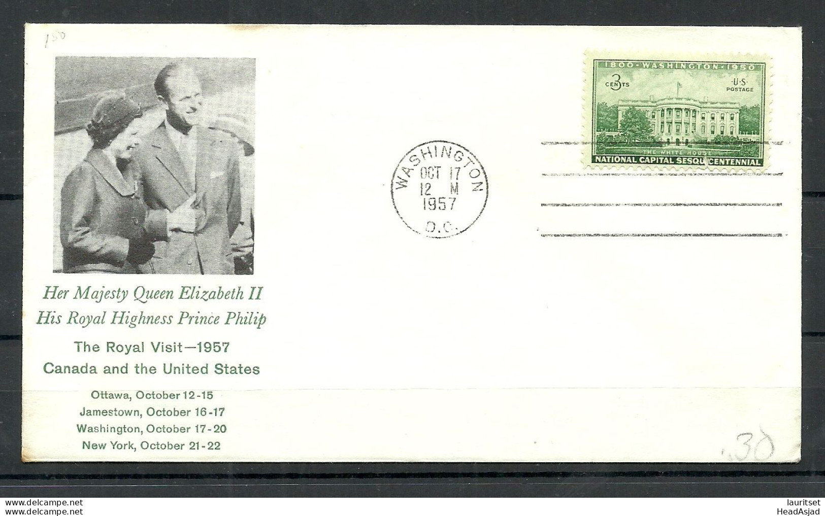 USA 1957 Special Cover Queen Elizabeth II & Prince Philip Royal Visit Canada & USA - Lettres & Documents