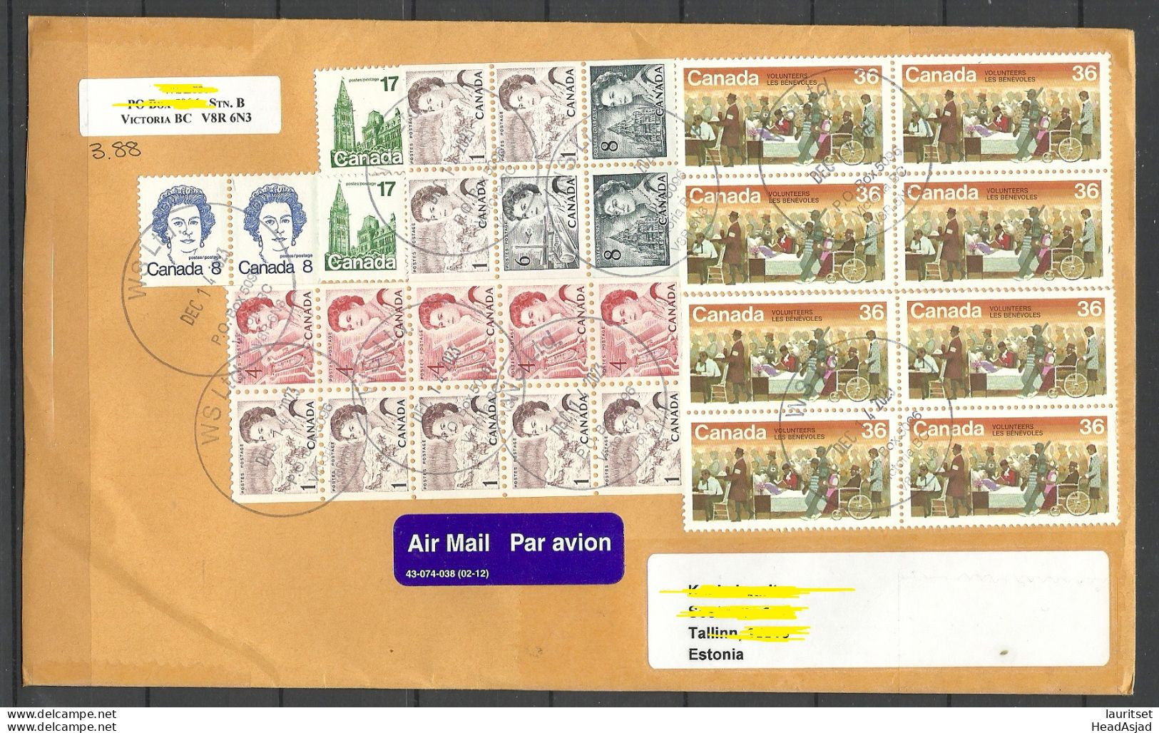 CANADA Kanada 2023 Air Mail Cover To Estonia With Many Stamps - Queen Elizabeth Etc. - Brieven En Documenten