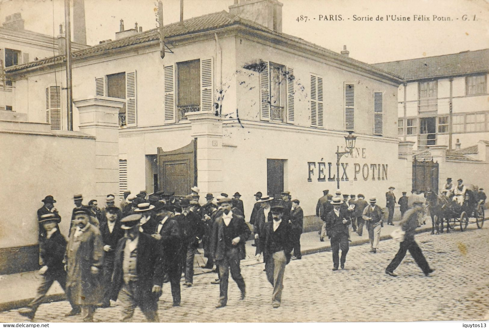 CPA. [75] > PARIS > N° 487 - Sortie De L'Usine Félix Potin - (XIXe Arrt.) - 1905 - TBE - Arrondissement: 19