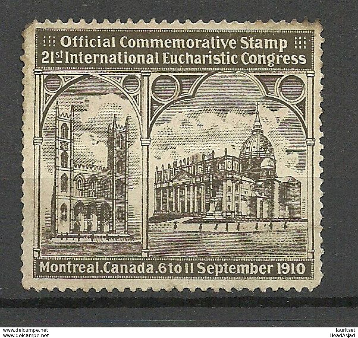 CANADA 1910 21st Eucharistic Congress Vignette Advertising Poster Stamp (*) - Erinnophilie