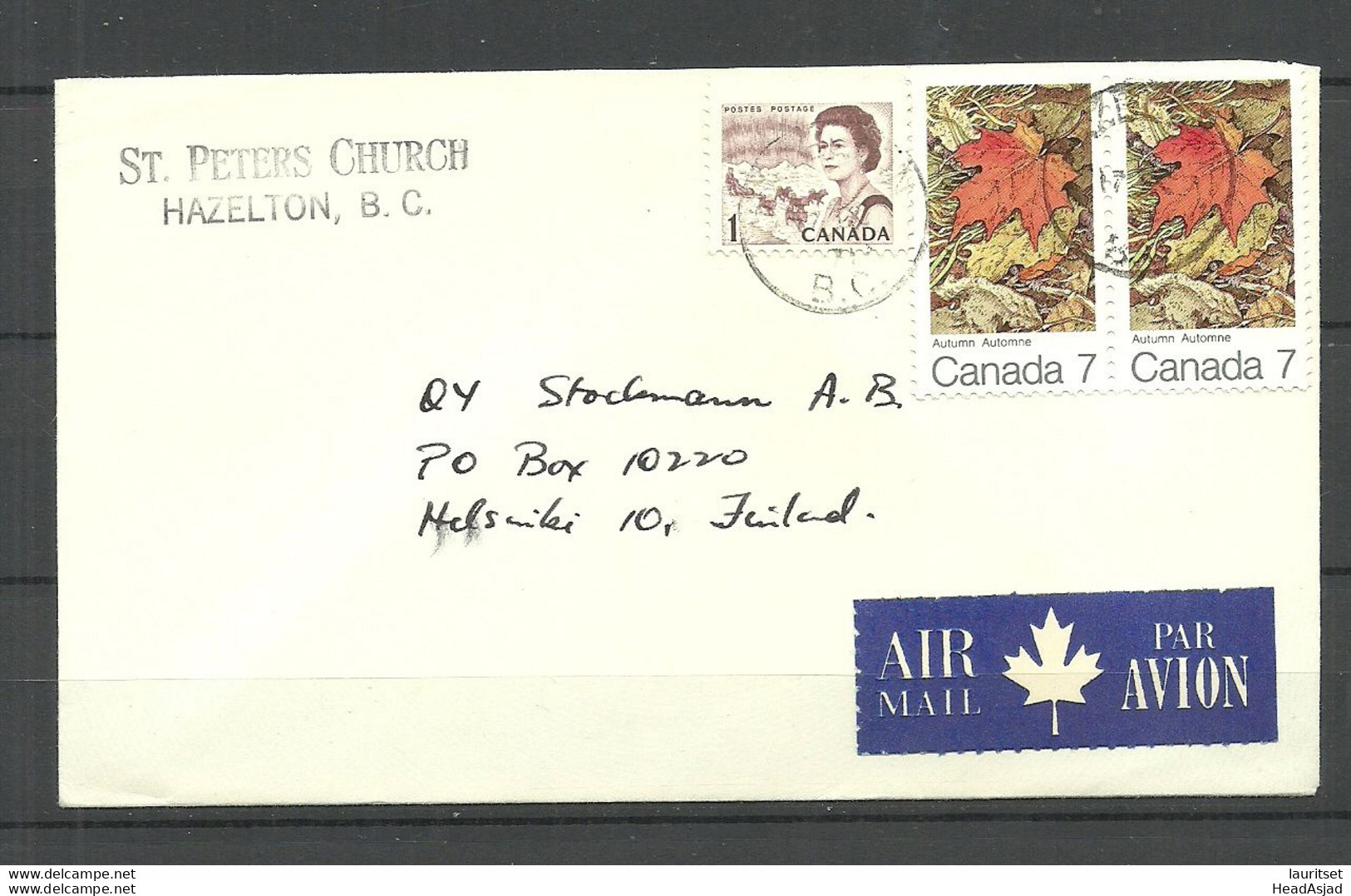 CANADA 1970ies Air Mail Luftpost Cover To Finland - Covers & Documents