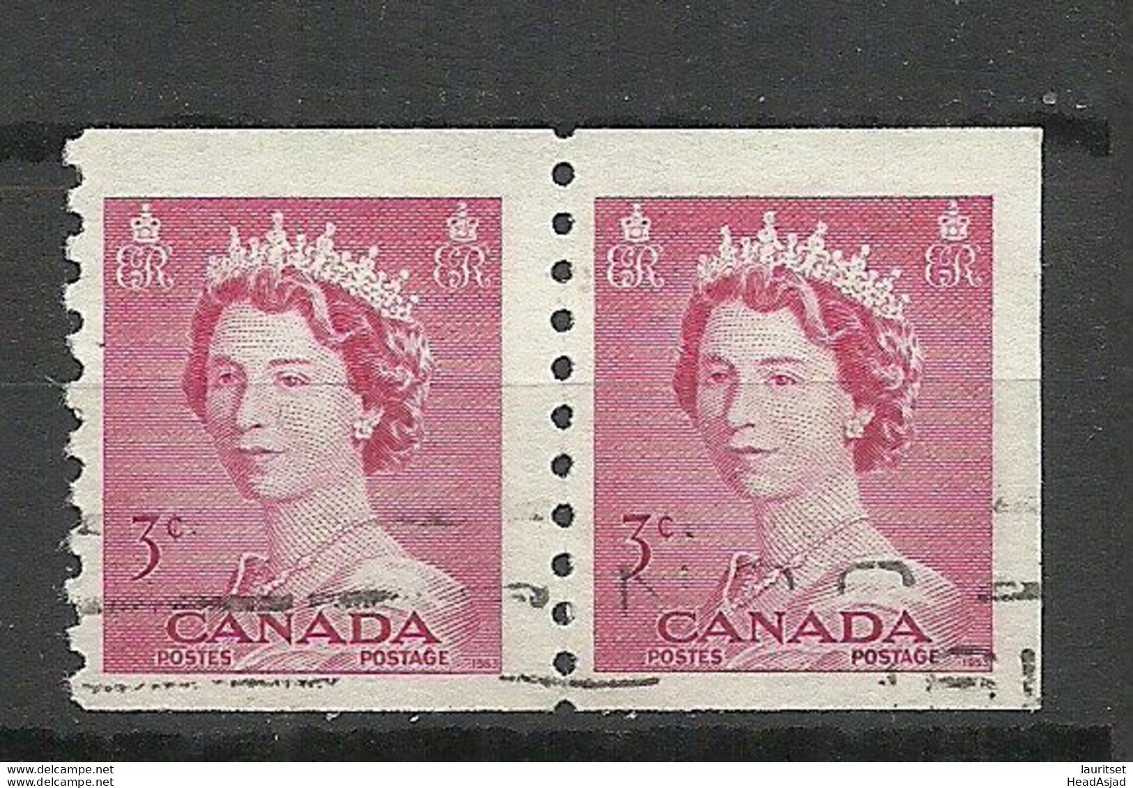 CANADA Kanada 1953 Michel 279 As Pair From Sheet Corner O - Gebraucht