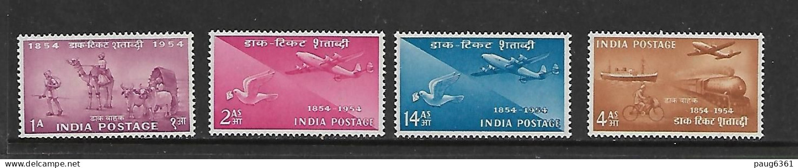 INDE 1954 100 ANS DU TIMBRE- TRAINS YVERT N°48/51 NEUF MNH** - Trains