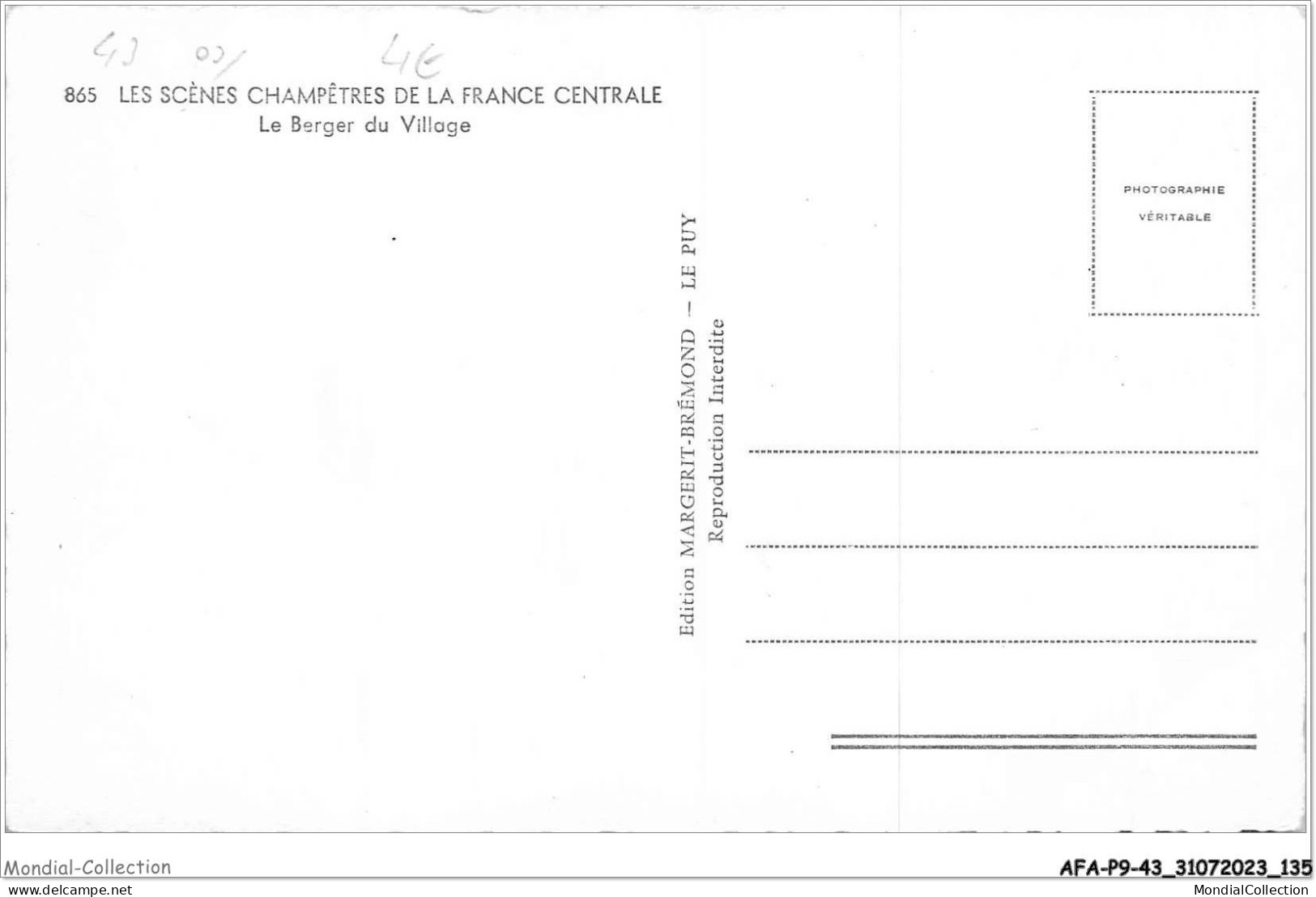 AFAP9-43-0943 - LES SCNES CHAMPETRES DE LA FRANCE  CENTRALE - Le Berger Du Village - Other & Unclassified