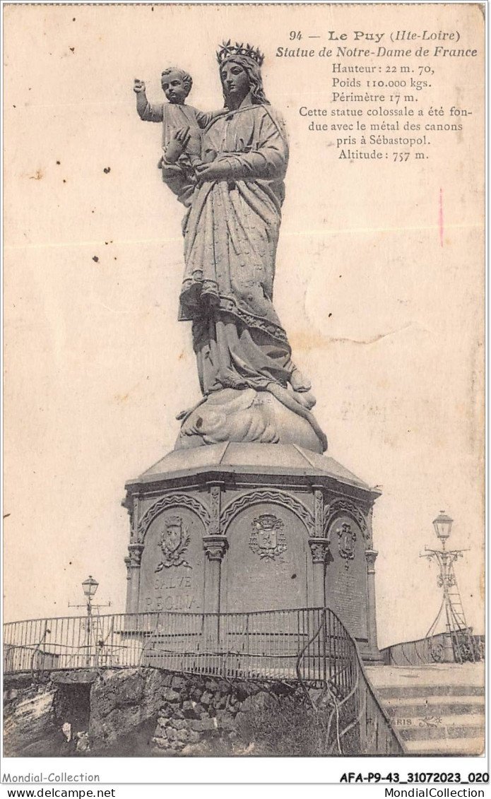 AFAP9-43-0886 - LE PUY - Statue De Notre-dame De France - Le Puy En Velay